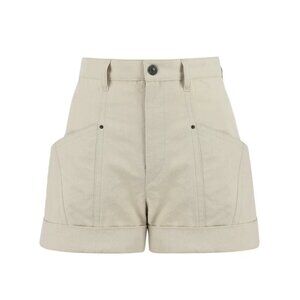Isabel Marant Tulya Cotton Shorts Womens 36 Small 4 US Khaki Beige High Rise